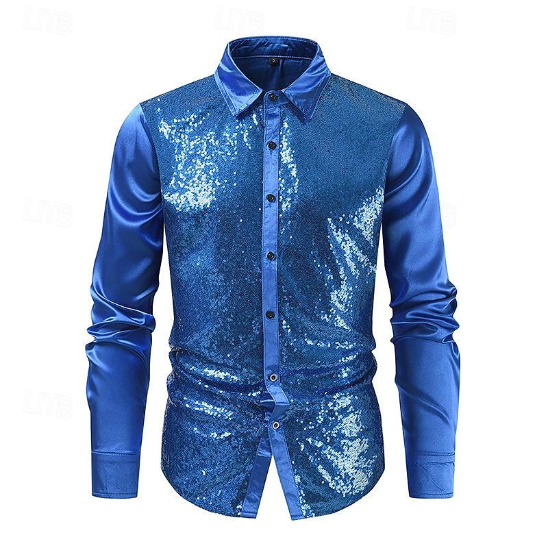 Retro Vintage 1970s Disco Blouse / Shirt Disco Sequins Fancy Dress Men's Carnival Costume Halloween Carnival Masquerade Performance Party / Evening Stage Adults' Shirt2