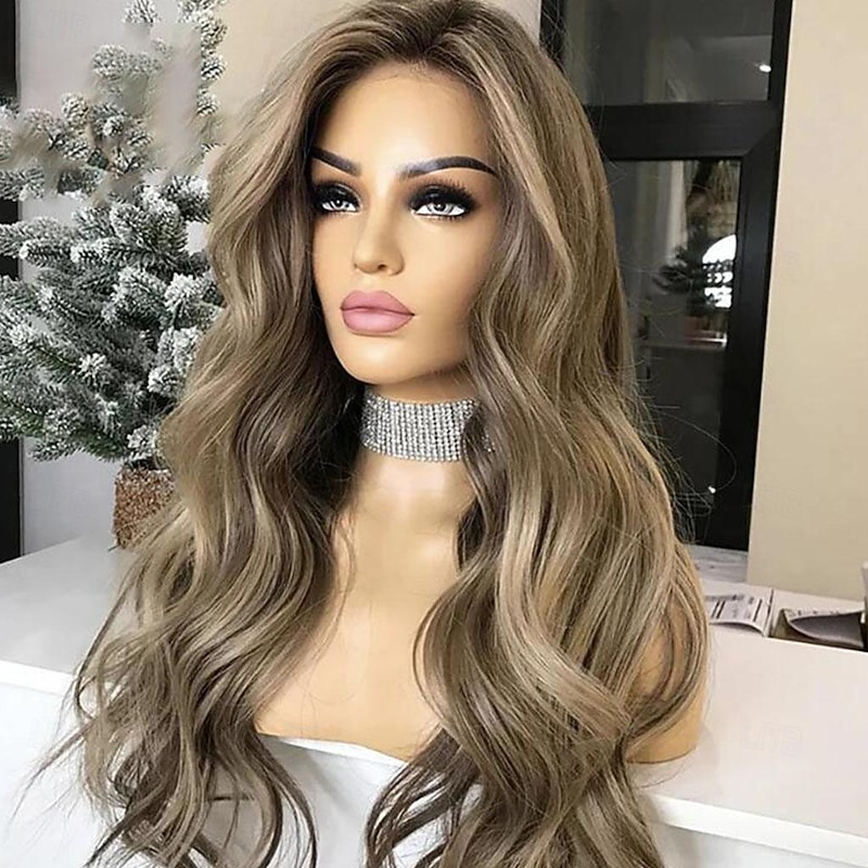 Unprocessed Virgin Hair 13x4 Lace Front Wig Free Part Brazilian Hair Wavy Multi-color Wig 130% 150% Density Highlighted / Balayage Hair 100% Virgin  Pre-Plucked For Women Long Human Hair Lace3