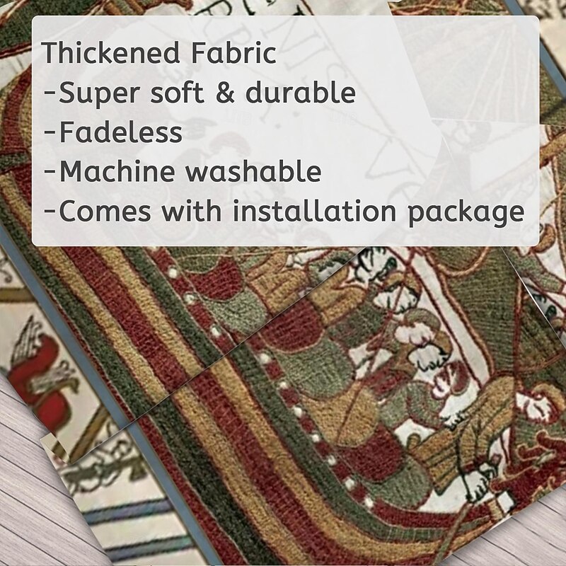 Bayeux Medieval Tapestry Middle Age Tapestry Wall Art Large Mural Decor Photograph Backdrop Blanket Curtain Home Bedroom Living Room Decoration4