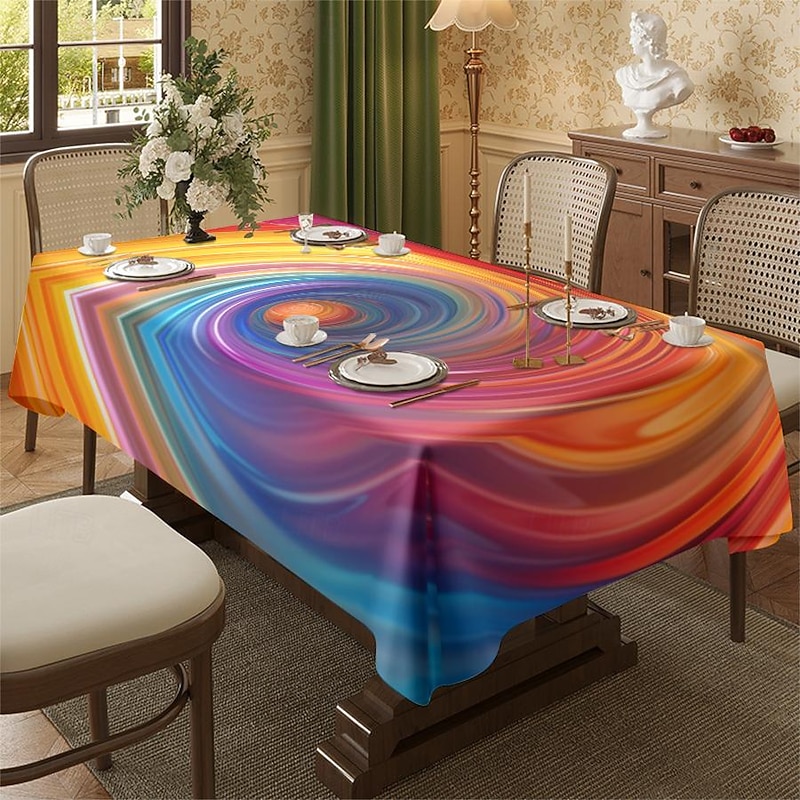 Whirlpool Print Rectangle Tablecloth Waterproof Rectangular Table Cloth  for Kitchen Dining3
