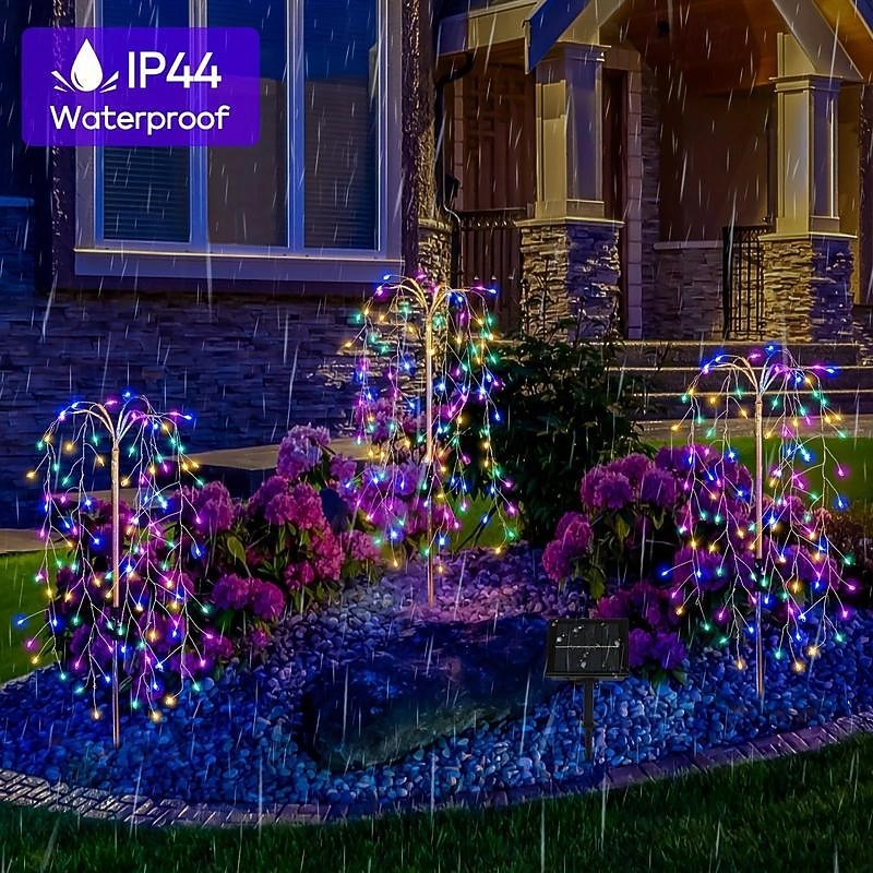 Solar Pathway Lawn Light Outdoor Waterproof IP65 - 3 Copper Wire String Lights, 300 LED, 3 Lighting Modes for Garden, Courtyard, Path, Terrace