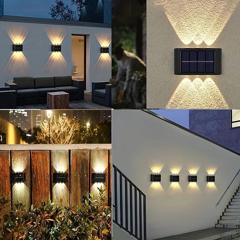 2/4/6 PCS Solar Waterproof Wall Lights, Outdoor 6LED Deck Lights, for Decoration of Courtyards, Streets, Fences, Garages, Gardens, Stairs, Fence Lights2