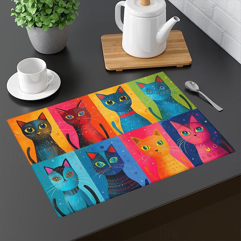 1PC Animal Pattern Placemat Table Mat 12x18 Inch Table Mats for Party Kitchen Dining Decoration4