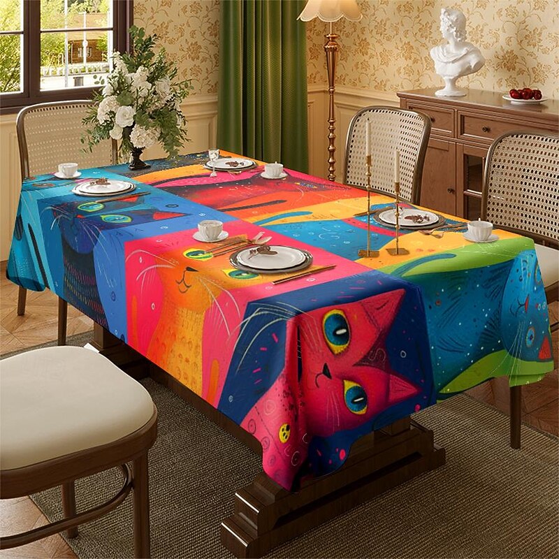 Animal Tablecloths for Family Gathering, Dining Table