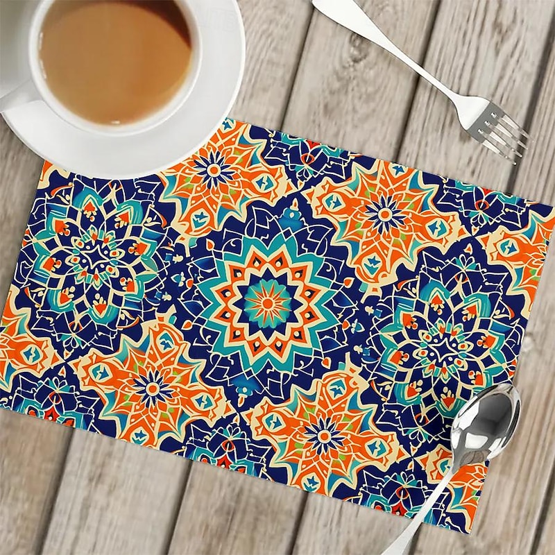 1PC Ethnic Pattern Placemat Table Mat 12x18 Inch Table Mats for Party Kitchen Dining Decoration4