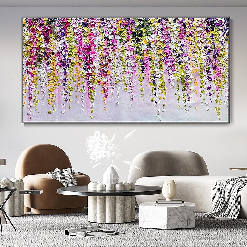 Hand painted Abstract Floral Texture Canvas Oil Painting handmade Colorful Wall Decor Art painting Modern Landscape Painting for Living Room Decor Oil Painting canvas decoration
