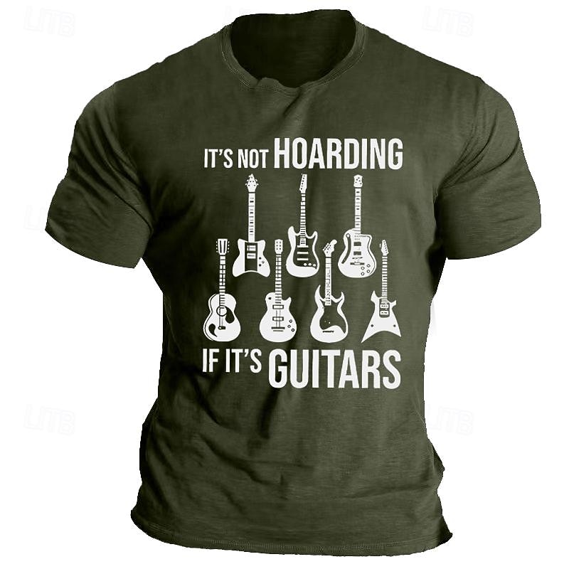 Men's Graphic T-Shirt: Funny 'It's Not Hoarding If It's Guitars' Music Tee for Guitar Lovers, Hobby Lifestyle Gift4
