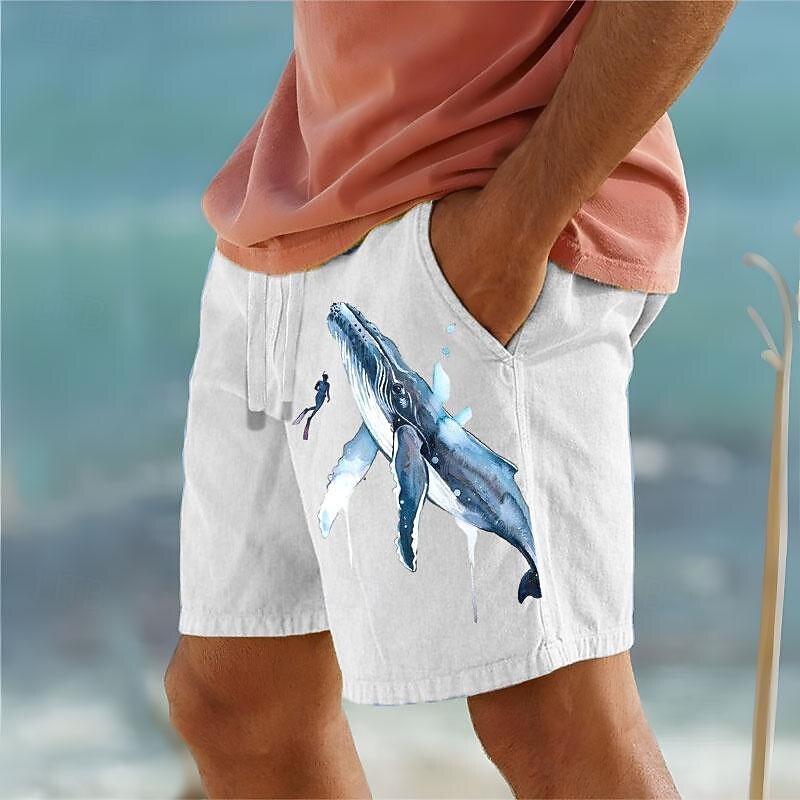 Men's Animal Shark Ocean Shorts Summer Shorts Beach Shorts Mid Waist Hawaiian Casual Outdoor Holiday Going out Drawstring Elastic Waist Print Designer Clothing Apparel2
