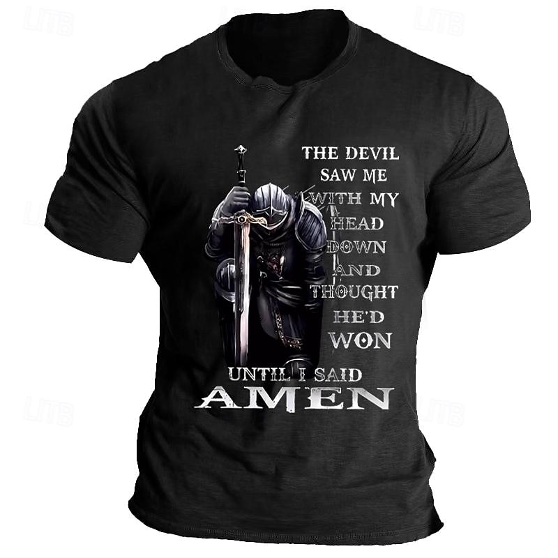 Men's Knights Templar Quotes & Sayings T Shirt Graphic Tee Cotton Short Sleeve Graphic Shirt Black Blue Light Grey Comfortable Tee Vacation Daily Wear Fashion Designer Clothing