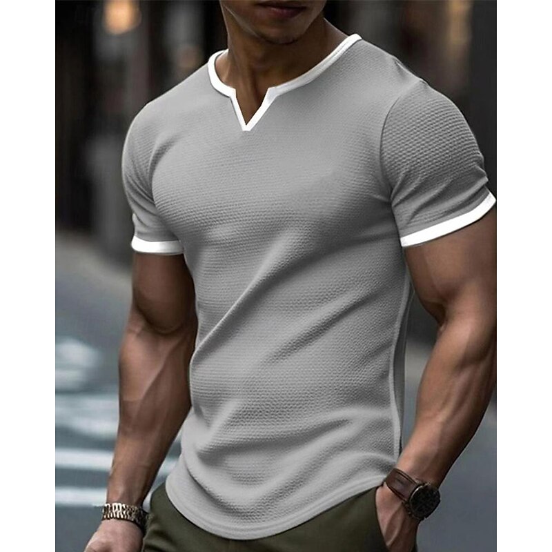 Men's T Shirt Tee Short Sleeve Shirt Tee Top Short Sleeve Crew Neck Spring & Summer Color Block Fashion Designer Basic Vacation Street Going out Black White Green Top Tee for Men3