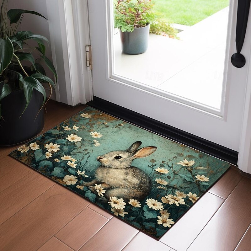 Ink Blue Rabbit Doormat Floor Mats Washable Rugs Kitchen Mat Non-Slip Oil Proof Rug Indoor Outdoor Mat Bedroom Decor Bathroom Mat Entrance Rug4