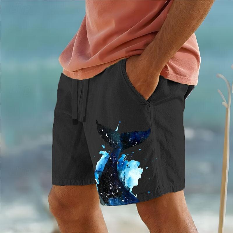 Men's Animal Whale Marine Life Shorts Summer Shorts Beach Shorts Mid Waist Hawaiian Casual Outdoor Holiday Going out Drawstring Elastic Waist Print Designer Clothing Apparel4