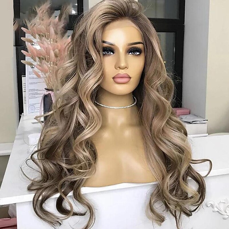 Unprocessed Virgin Hair 13x4 Lace Front Wig Free Part Brazilian Hair Wavy Multi-color Wig 130% 150% Density Highlighted / Balayage Hair 100% Virgin  Pre-Plucked For Women Long Human Hair Lace4