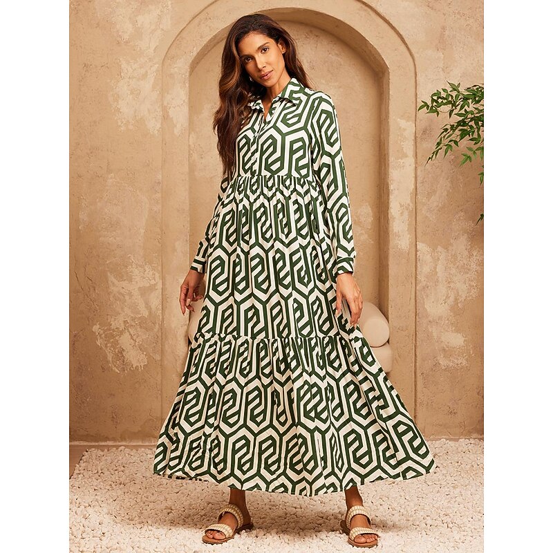 Geometric Print Maxi Dress Resort Wear
