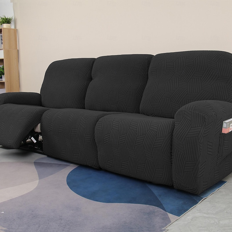 Stretch Recliner Chair Sofa Couch Cover with Pocket for 1/2/3/4 Seats Sofa,Non Slip Soft Sofa Slipcover, Washable Spandex Jacquard Reclining Furniture Protector for Kids, Pets2