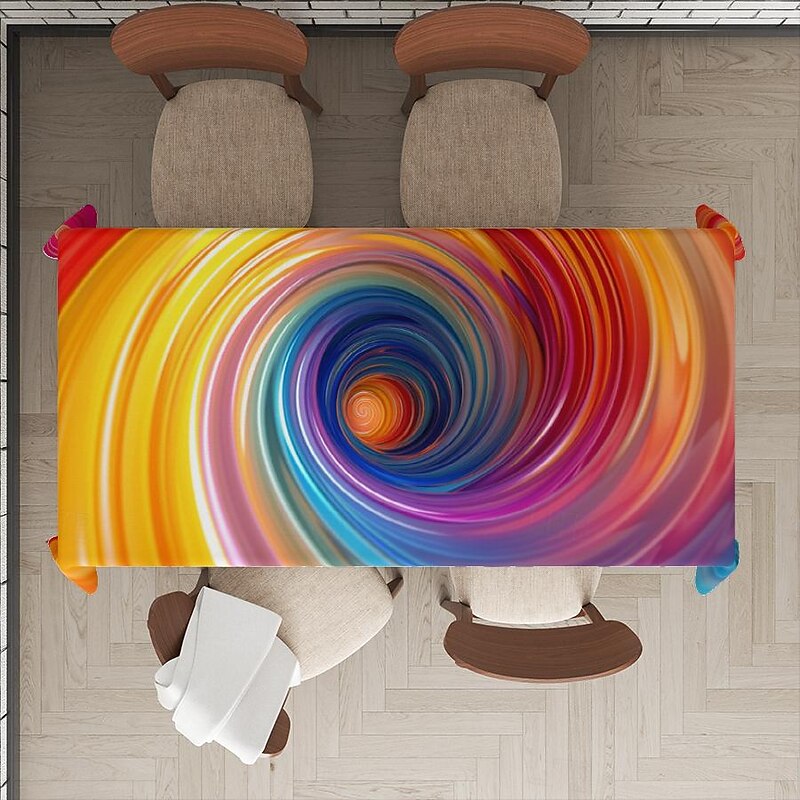 Whirlpool Print Rectangle Tablecloth Waterproof Rectangular Table Cloth  for Kitchen Dining