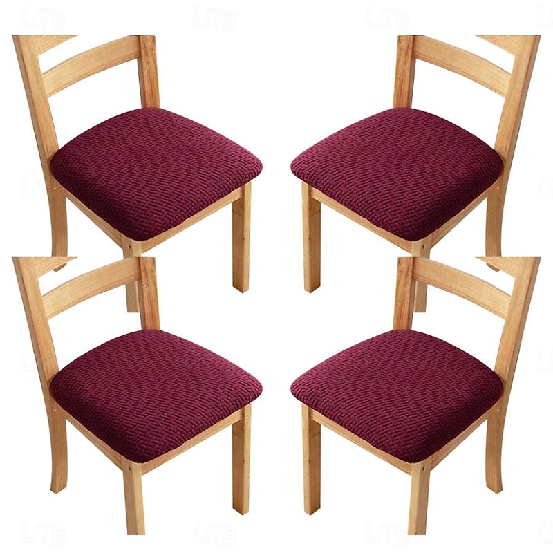 4 Pcs Stretch Jacquard Chair Seat Covers Chair Cushion Cover, Removable Washable Dining Chair Covers Anti-Dust Dining Room Chair Covers Seat Cushion Slipcovers