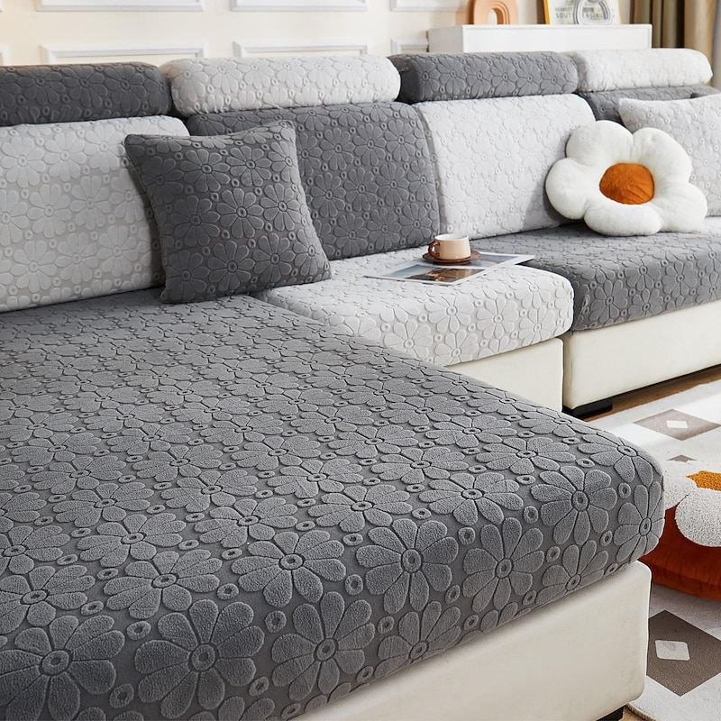 Magic Sofa Cover Stretch Jacquard Sofa Seat Couch Cushion Slipcovers, Anti-Slip Furniture Protector for Sectional 1/2/3/4 Seat Cover,L Shape Sofa Covers, Chaise Lounge Sofa Slipcover