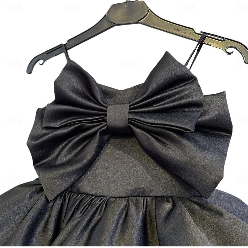 Kids Girls' Party Dress Solid Color Sleeveless Performance Wedding Mesh Princess Sweet Mesh Mid-Calf Sheath Dress Tulle Dress Flower Girl's Dress Summer Spring Fall 2-12 Years Black Red4