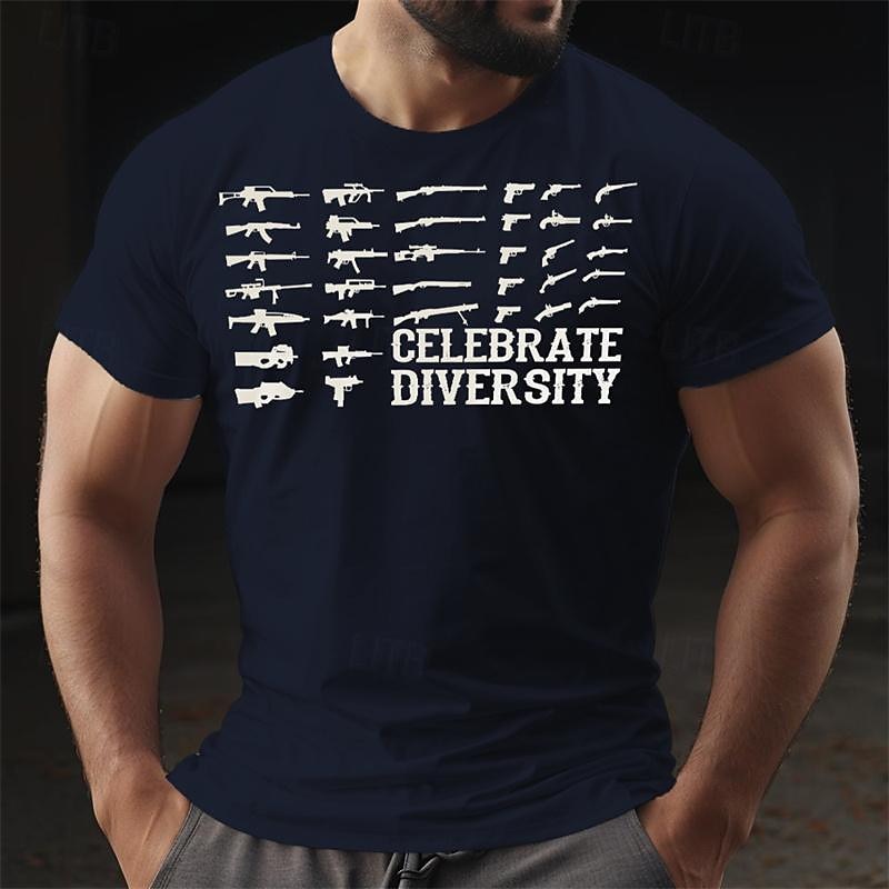 Men's Graphic T-Shirt - Diverse Firearms & Guns 'Celebrate Diversity' Short Sleeve Tee4