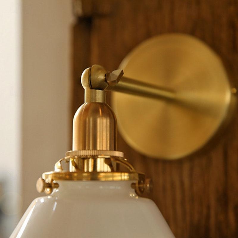 Vintage Wall Lamp, Wall Light Fixture Indoor Brass Wall Sconce Wall Mounted Single Sconce for Bathroom Bedroom Vanity Corridor Living Room Farmhouse Coffee Bar with Glass Shade3