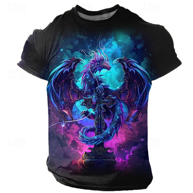 Men's Graphic Animal Dragon T Shirt Short Sleeve T shirt 3D Print Crew Neck Shirt Daily Casual Subculture Sports Outdoor Holiday Going out Blue Purple Green Spring & Summer Clothing Apparel S M L XL4