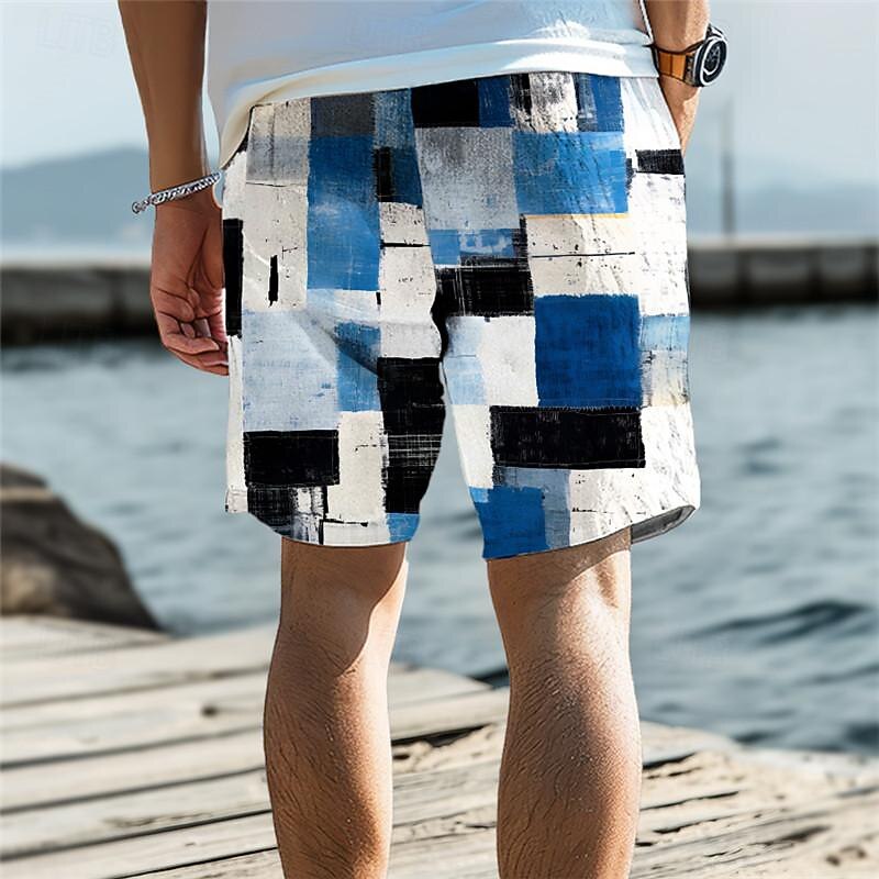 Men's Plaid Swim Trunks Swim Shorts Board Shorts Mid Waist Vacation Hawaiian Holiday Vacation Holiday Beach Drawstring with Mesh lining Elastic Waist Designer Clothing Apparel2