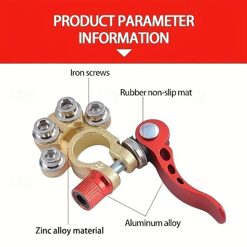 2pcs/set Premium Car Battery Terminal Connector with Shut-off Function Securely Connect and Disconnect Battery Wires for Easy Maintenance3
