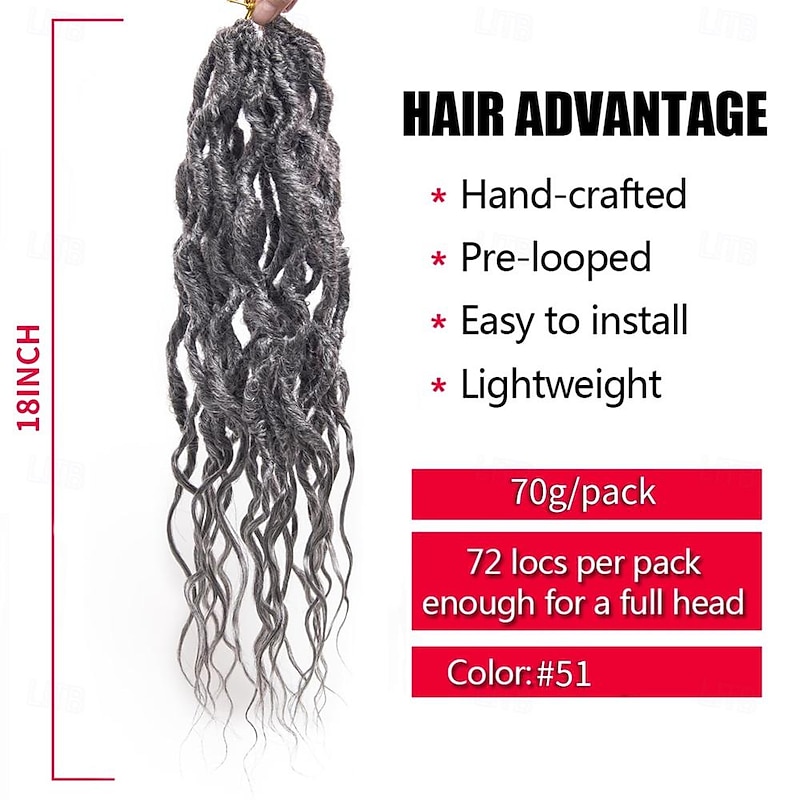 Faux Locs Crochet Hair 18Inch Goddess Locs Crochet Hair 6Packs Grey Locs Crochet Hair Soft Locs Curly Ends Dreadlock Crochet Locs Synthetic Crochet Braids3