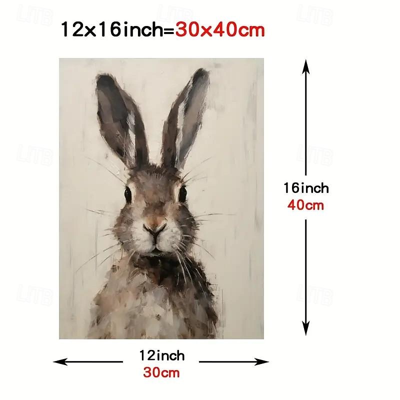 Framed Art Canvas Print Poster Rabbit Animals Illustrations Canvas Wall Art Artwork Wall Painting for Bathroom Bedroom Office Living Room Wall Decor Easter Home Decoration4