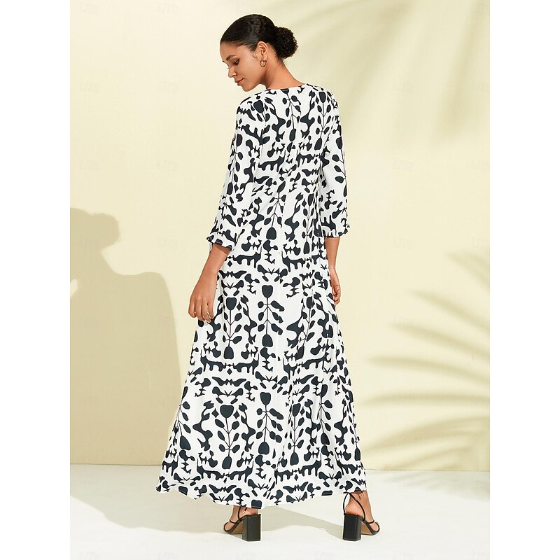 Satin Floral Geometric Maxi Dress2