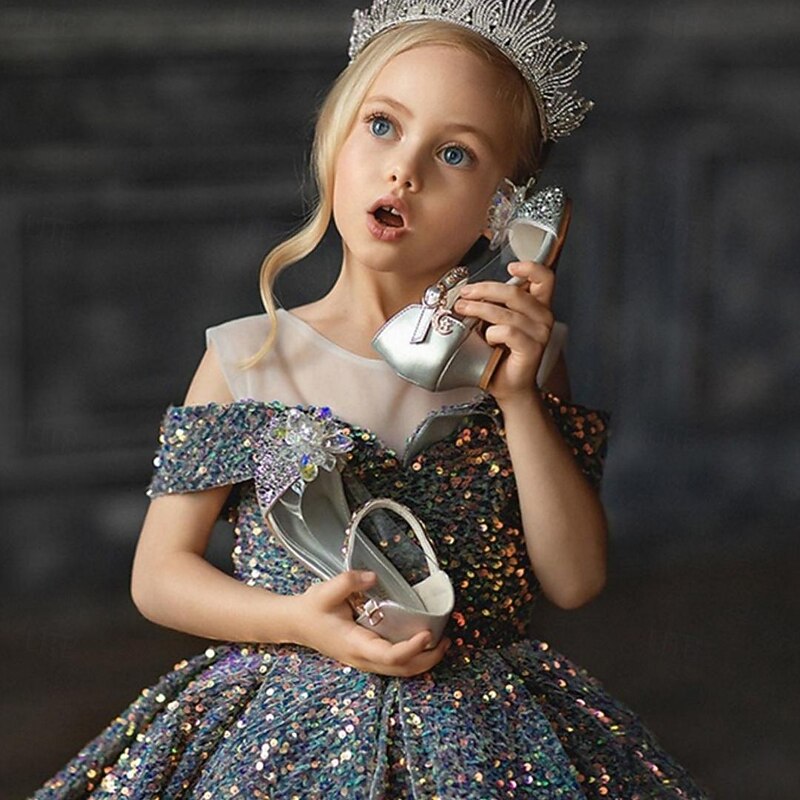 Kids Girls' Flower Girl Dress Party Dress Solid Color Sleeveless Performance Wedding Party Mesh Princess Sweet Mesh Mid-Calf Sheath Dress Tulle Dress Flower Girl's Dress Summer Spring Fall 2-12 Years4