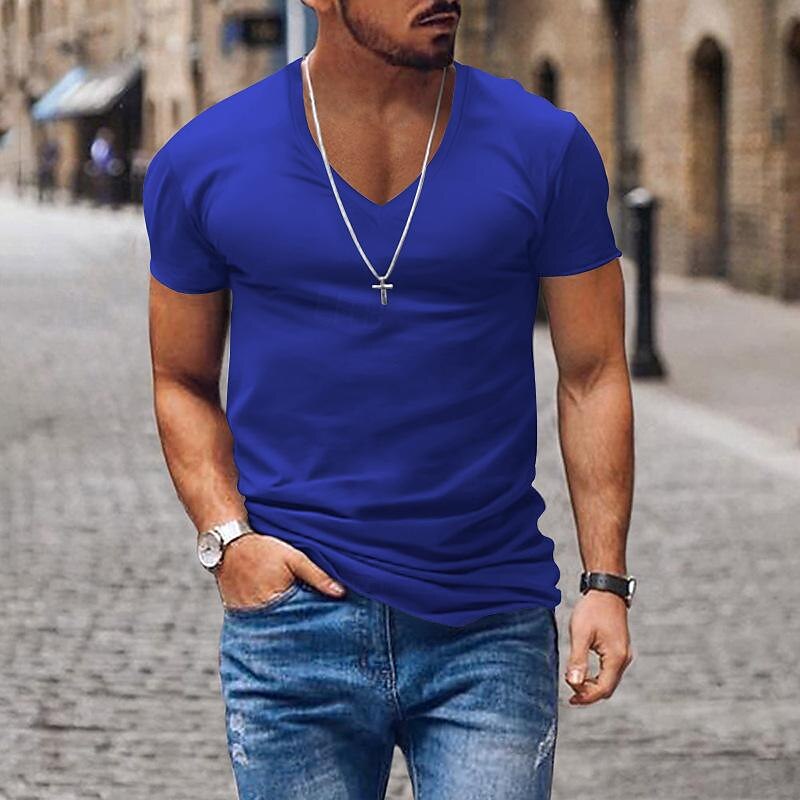 Men's T Shirt Tee Short Sleeve Shirt Tee Top Short Sleeve V Neck Spring & Summer Plain Fashion Designer Basic Vacation Street Going out Wine Black White Top Tee for Men4