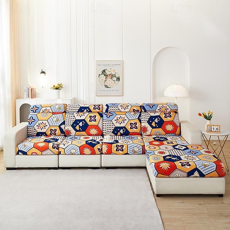Magic Sofa Cover Stretch Sofa Seat Couch Cushion Slipcovers Vintage Style, Anti-Slip Furniture Protector for Sectional 1/2/3/4 Seat Cover,L Shape Sofa Covers, Chaise Lounge Sofa Slipcover4