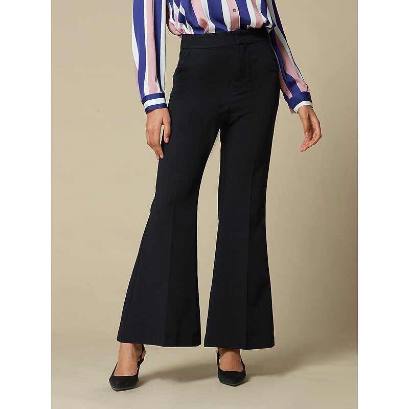 High Waist Elasticity Boot-cut Pants