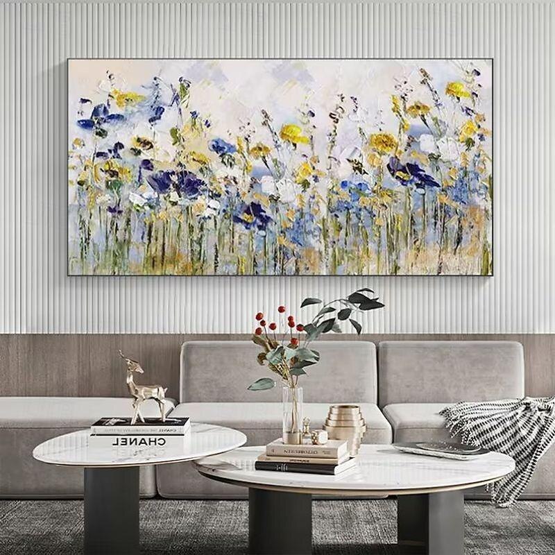 Handmade Oil Painting Canvas Wall Art Decoration Knife Drawing Abstract Flowers for Home Decor Rolled Frameless Unstretched Painting2