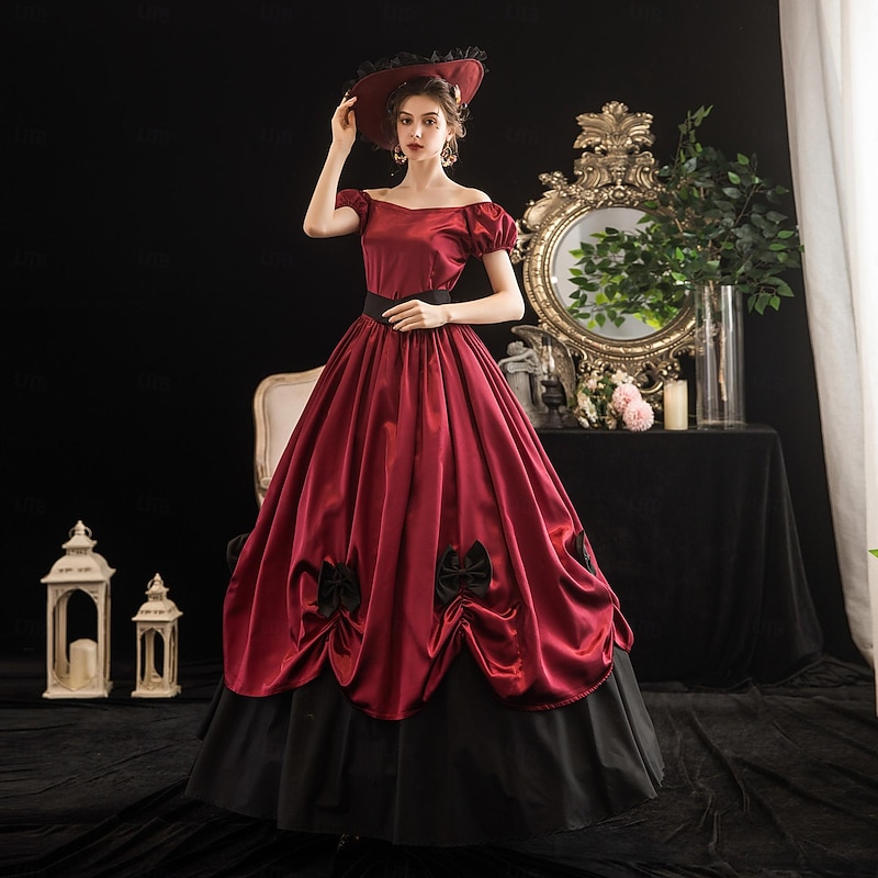 Gothic Lolita Gothic Victorian Floor Length Dress Party Costume Masquerade Plus Size Normal Puff Balloon Maria Antonietta Plus Size Solid Color Ball Gown Fancy Dress Women's Girls' Halloween3