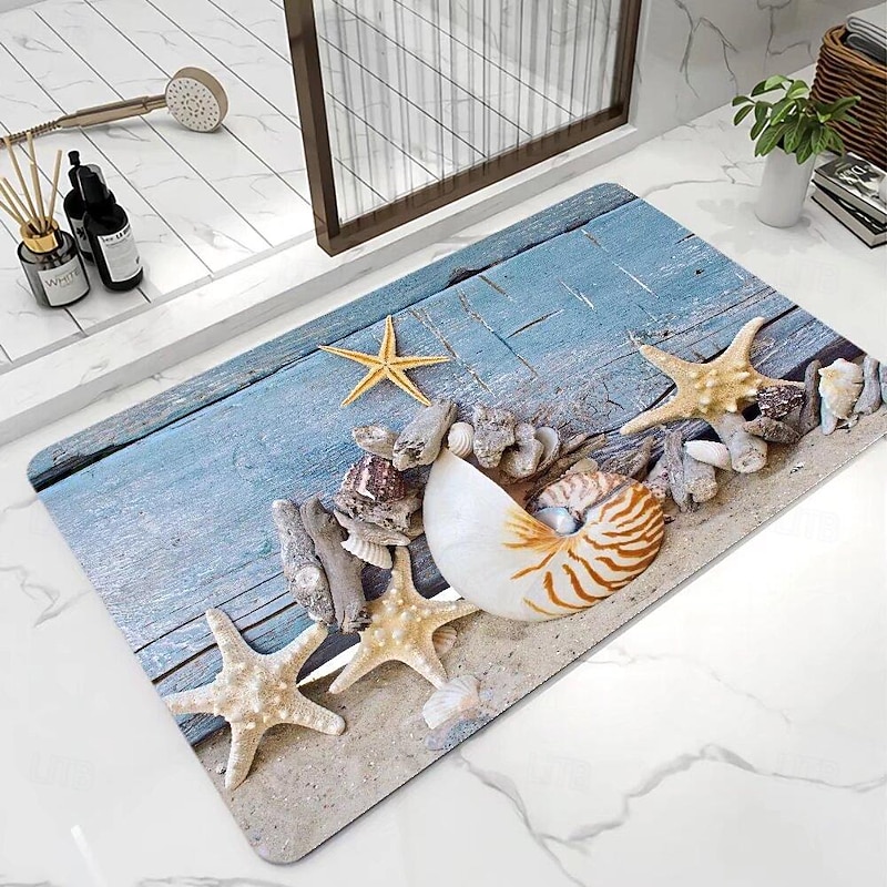 Bath Mat Non-slip Rug-Rubber Quick Dry Super Absorbent Thin Bathroom Rugs Fit Under Door-Washable Bathroom Floor Mats-Shower Rug for in Front of Bathtub Shower Room Sink4
