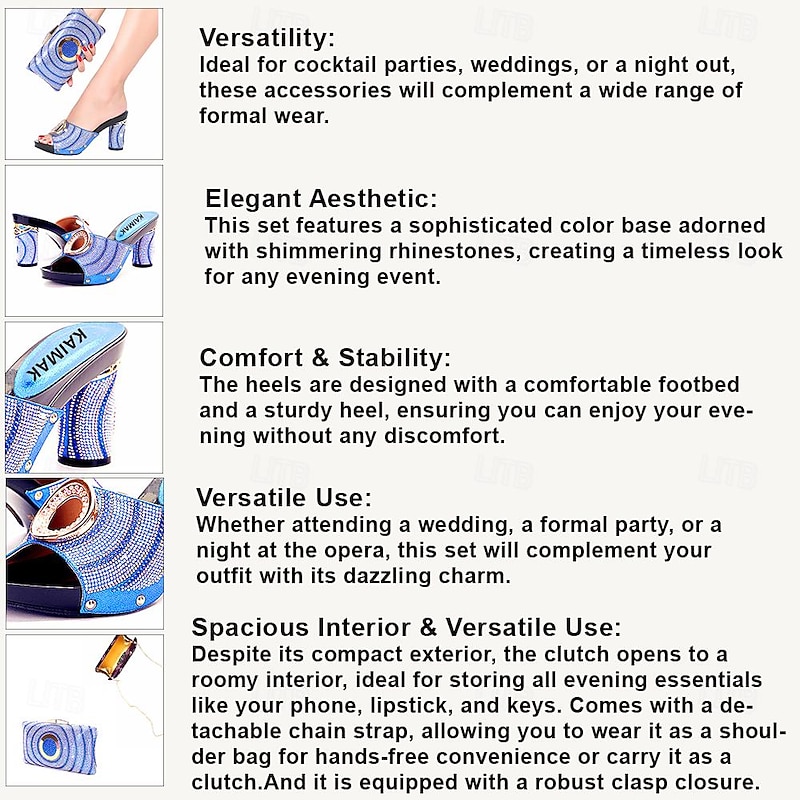 Women's Heels Wedding Shoes Sandals Dress Shoes Glitter Crystal Sequined Jeweled Sparkling Shoes Wedding Party Wedding Sandals Bridal Shoes Bridesmaid Shoes Rhinestone Crystal Platform Chunky Heel2