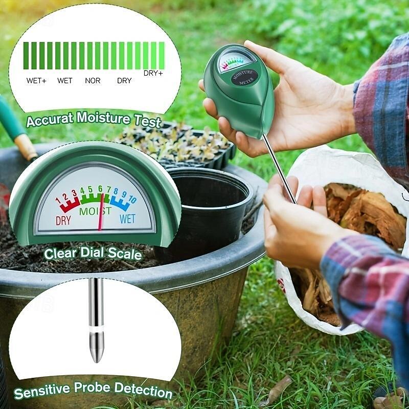 1pc Soil Moisture Meter, Soil Hygrometer For Plants, Soil Water Gauge Meter Indoor Outdoor, Soil Moisture Sensor For Garden, Lawn, Farm Plants Care3