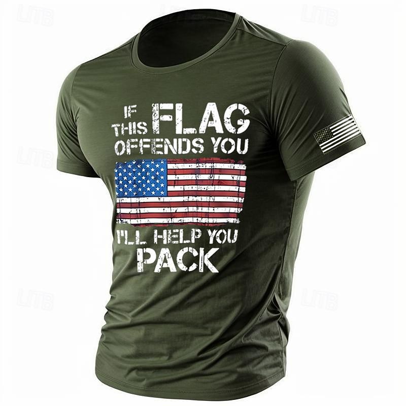 Veterans Day Men's Patriot Patriotic Veteran American Flag T shirt Tee Top Cotton Short Sleeve Graphic Shirt Black Red Army Green Comfortable Tee Street Holiday Fashion Designer3