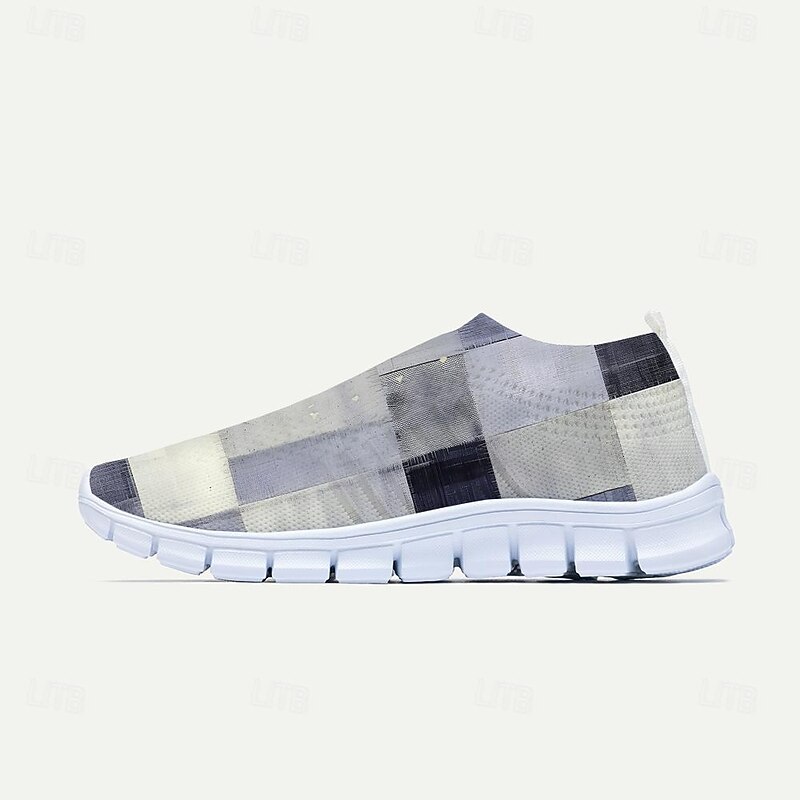 Men's Sneakers Loafers & Slip-Ons Casual Shoes Print Shoes Flyknit Shoes Running Fitness & Cross Training Shoes Walking Sporty Casual Athletic Daily Knit Breathable Massage Comfortable Blue Purple 10