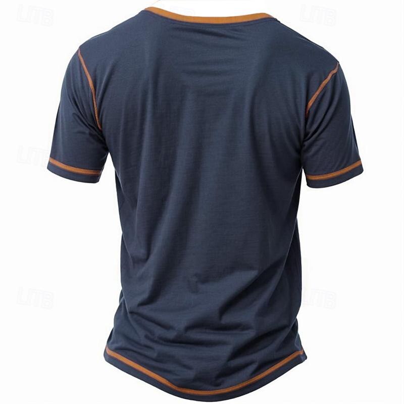 Men's Short Sleeve Henley T-Shirt with American Flag Graphic and Political Humor Print, Vintage Distressed Design2