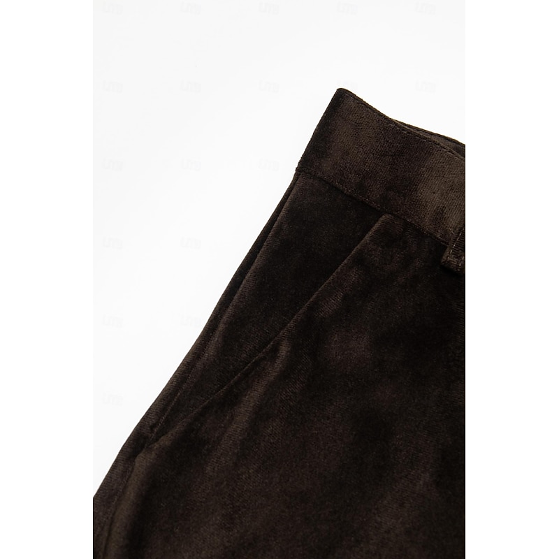 Men's Dress Pants Flared Pants Bell Bottom Trousers Suit Pants Front Pocket Plain Comfort Business Daily Holiday Fashion Chic & Modern Yellow Brown4