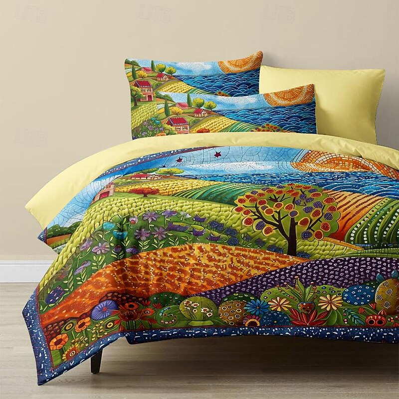 Landscape Pattern Duvet Cover Set Set Soft 3-Piece Luxury Cotton Bedding Set Home Decor Gift Twin Full King Queen Size Duvet Cover