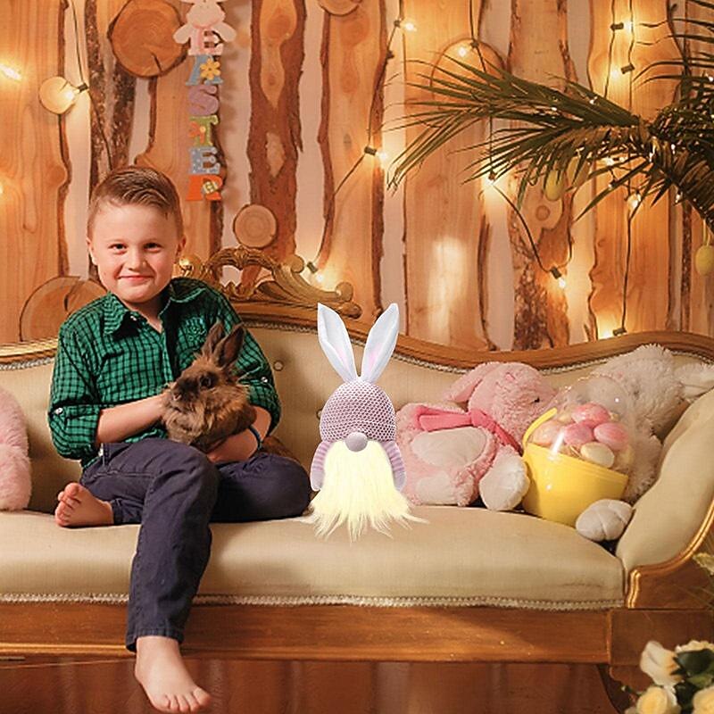 Easter Glowing Bunny Rudolph Faceless Plush Doll Christmas Decoration Props Dwarf Ornaments3