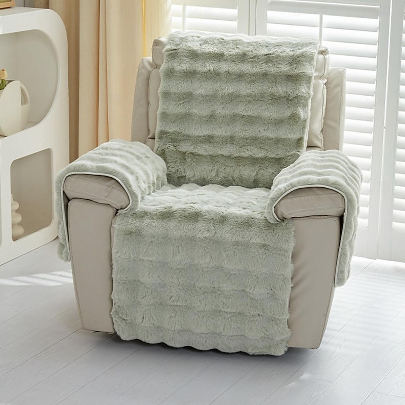 Soft Plush Sofa Cover Recliner Covers Thick Shaggy Fuzzy Sectional Couch Cover 4 Pcs Set,Non-Slip Sofa Slipcover Furniture Protector for Kids, Pets 12