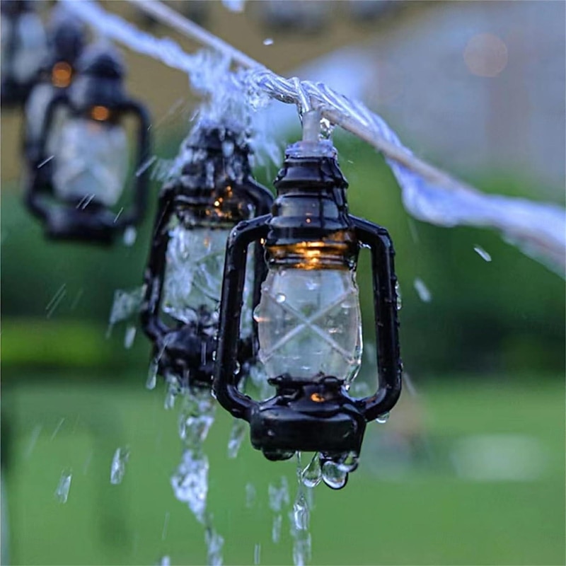 Solar Outdoor Retro Kerosene Bottle Lamp LED Waterproof String Lights Black Lantern 5m 20LEDs 6.5m 30LEDs for Outdoor Camping Tent Wedding Eid Mubarak Decor4