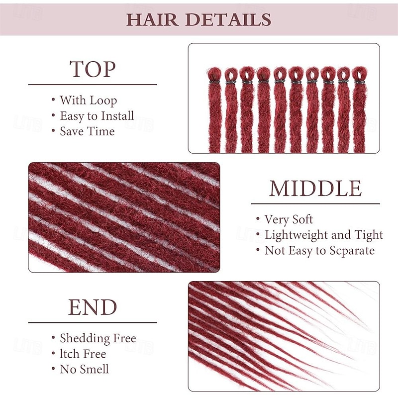 24 Inch Dreadlock Extensions 20 Strands  Single Ended Hippie Dreads 0.6 cm Width Loc Extensions Reggae Style Synthetic Crochet Hair for Women and Men3