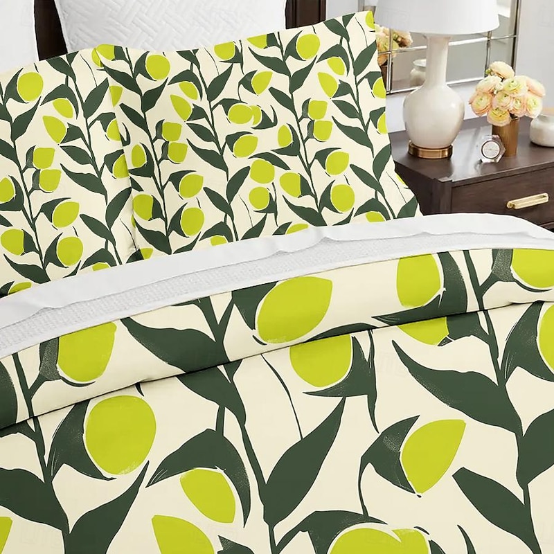Green Leaves Pattern Duvet Cover Set Set Soft 3-Piece Luxury Cotton Bedding Set Home Decor Gift Twin Full King Queen Size Duvet Cover2